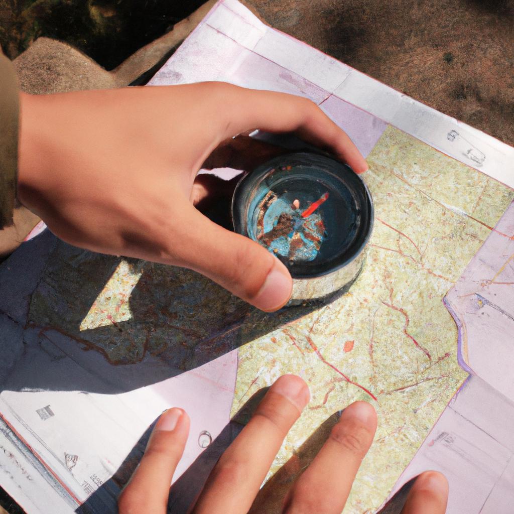 Person using compass and map